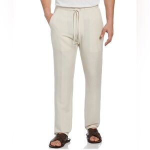 Men’s LINEN-BLEND CORE DRAWSTRING PANTS Classic fit minimalist Size Medium Beige